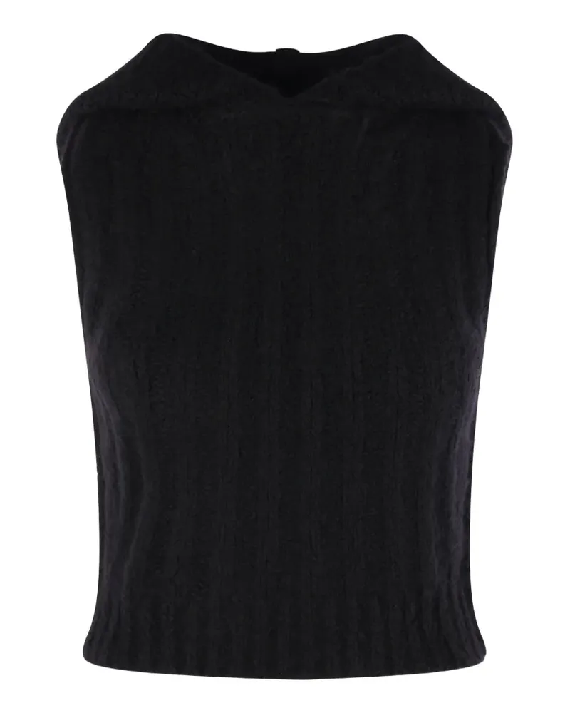 Rick Owens Geripptes Stricktop mit Kapuze - Schwarz Schwarz
