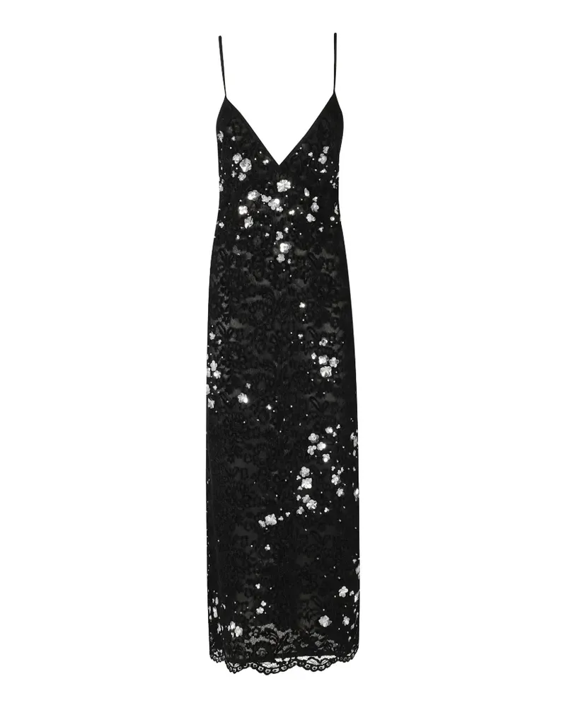 Des Phemmes Kleid aus Spitze mit Paillettenverzierung - Schwarz Schwarz