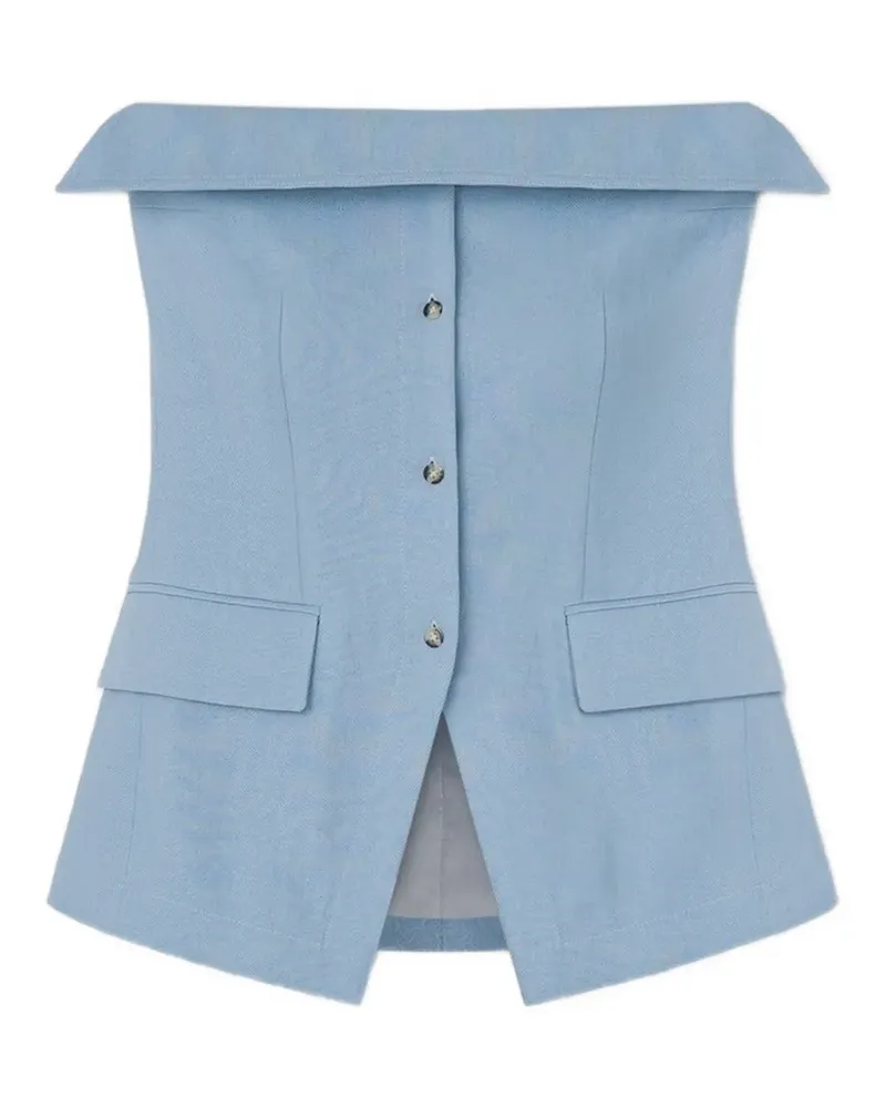 Nanushka Maleah strapless linen blouse - Blau Blau