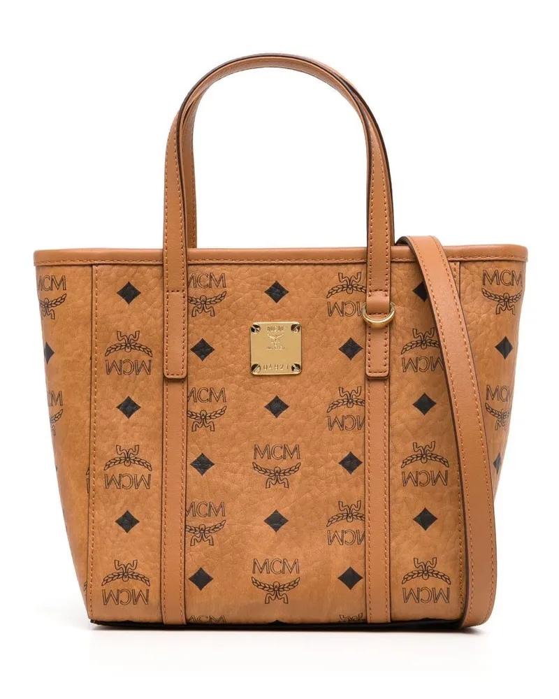 MCM Kleiner Shopper mit Logo-Print Braun