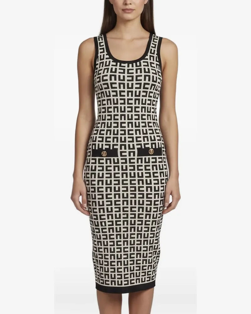 Elisabetta Franchi monogram jacquard-knit midi dress - Nude Nude