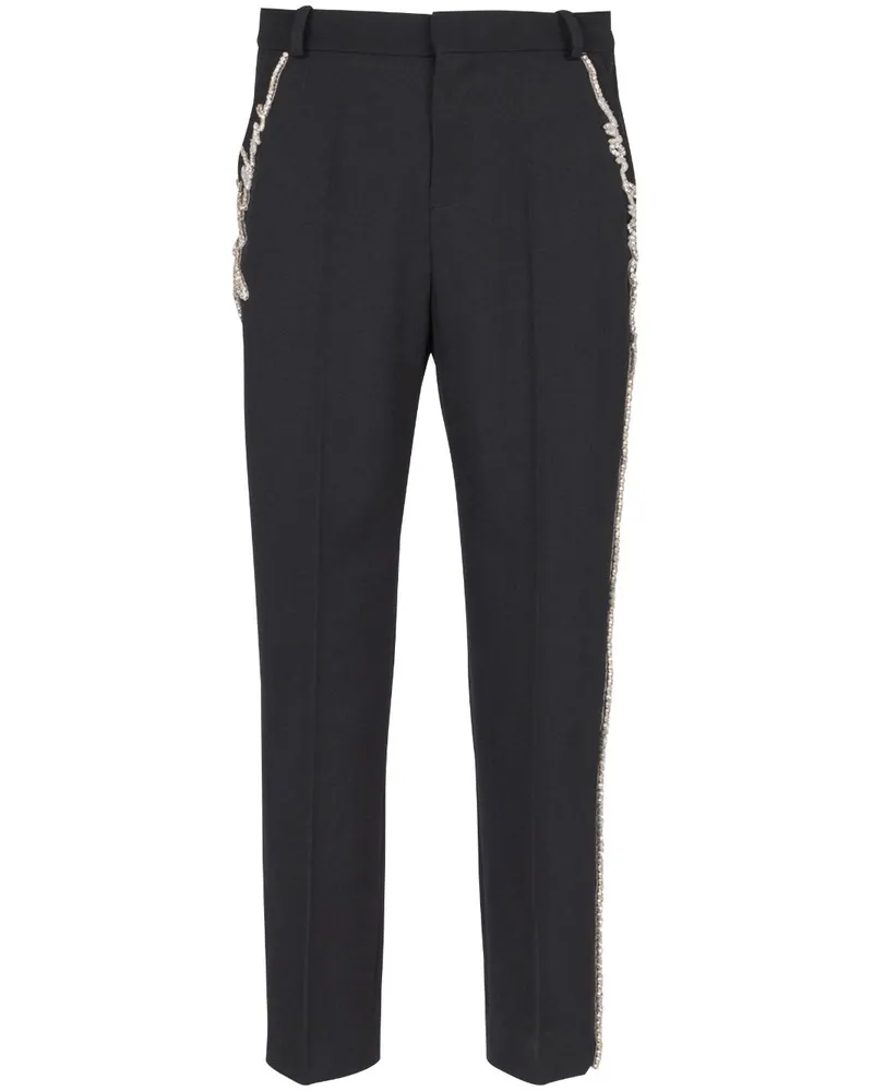 Balmain Straight-Leg-Hose mit Strass - Schwarz Schwarz