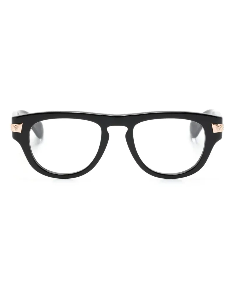 Gucci Geometrische Brille mit Logo-Gravur - Schwarz Schwarz