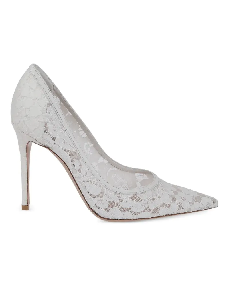 Gianvito Rossi Claudia floral-lace pointed-toe heeled pumps - Weiß Weiß