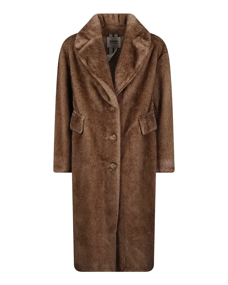 s.w.o.r.d 6.6.44 Einreihiger Mantel aus Faux Fur - Braun Braun