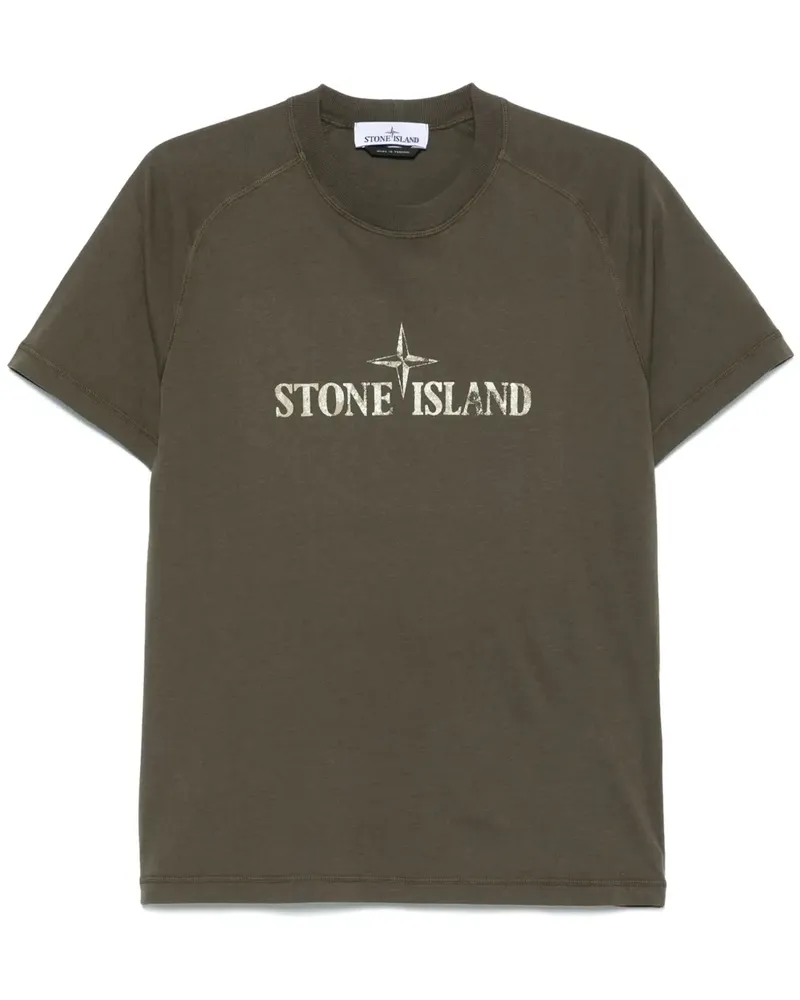 Stone Island T-Shirt mit Logo-Print - Grün Grün