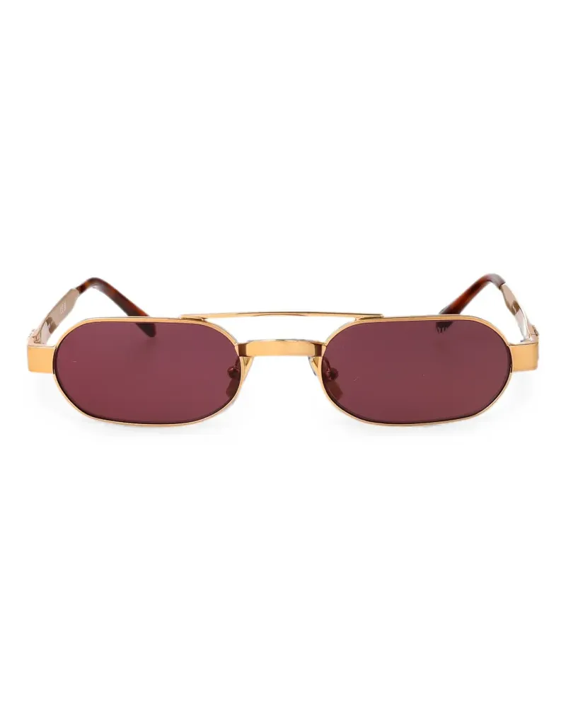 Miu Miu logo-plaque geometric-frame sunglasses - Gold Gold