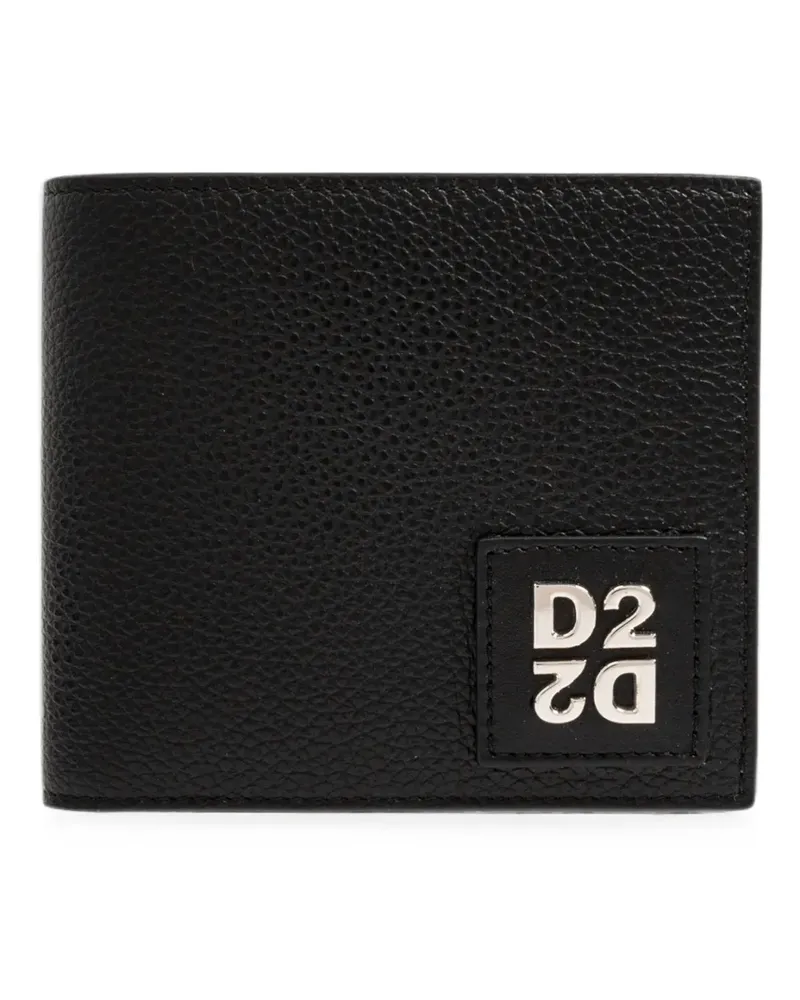 Dsquared2 logo-plaque pebbled leather wallet - Schwarz Schwarz