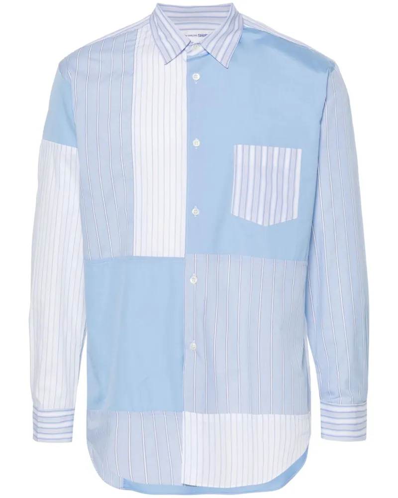 Comme des Garçons Popeline-Hemd mit gestreiften Einsätzen - Weiß Weiß