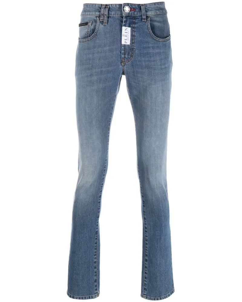 Philipp Plein Skinny-Jeans mit Logo-Patch - Blau Blau