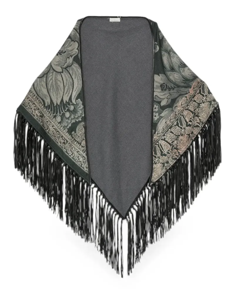 Pierre-Louis Mascia Pancake Schal mit Blumenprint und Fransen - Grau Grau