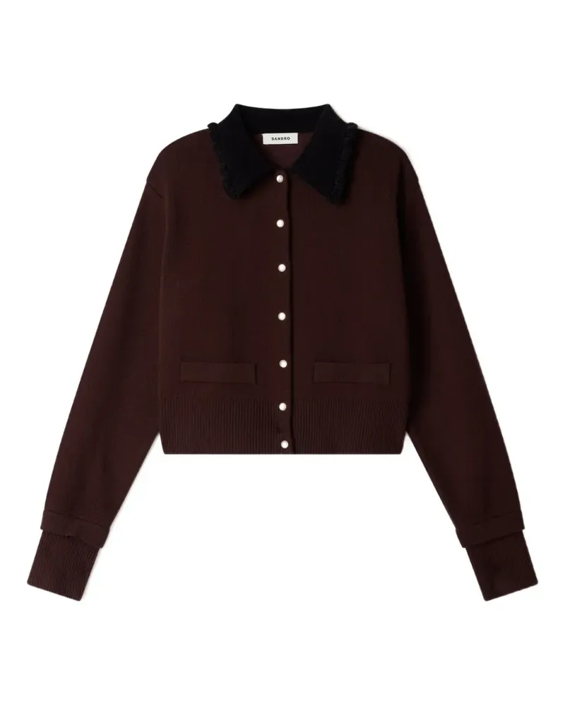 Sandro Cropped-Cardigan mit gerüschtem Kragen - Violett Violett