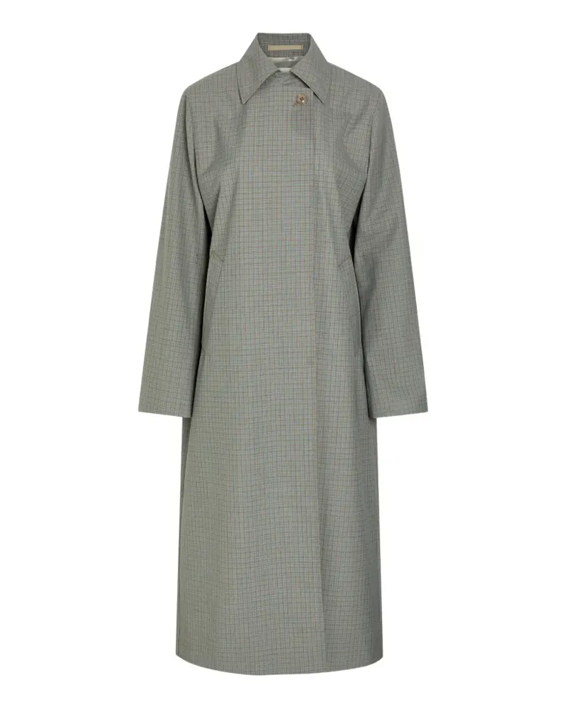 Our Legacy Capital check-pattern single-breasted trench coat - Grau Grau