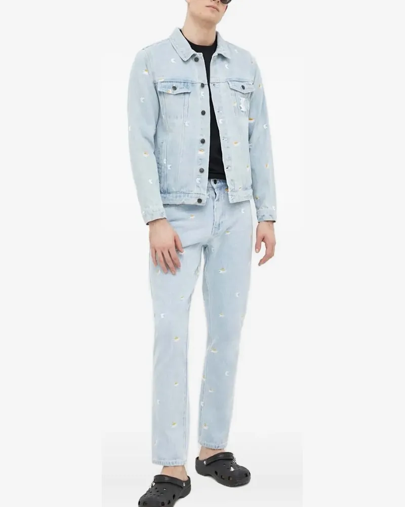 Karl Kani Bestickte Jeansjacke - Blau Blau