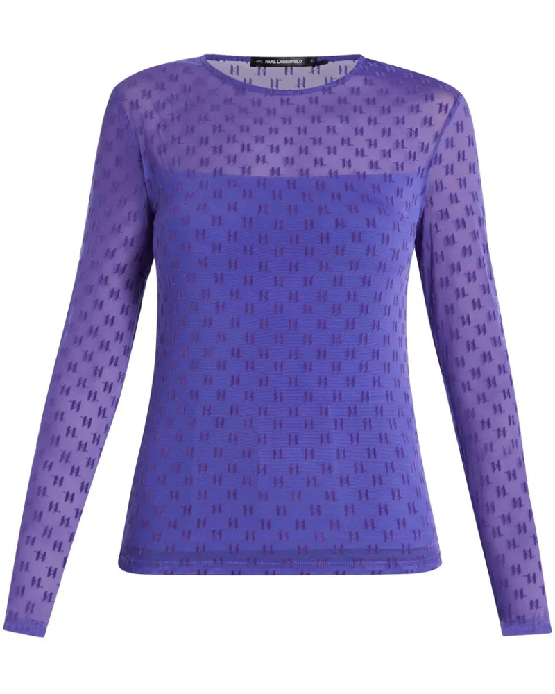 Karl Lagerfeld T-Shirt aus Monogramm-Mesh - Violett Violett
