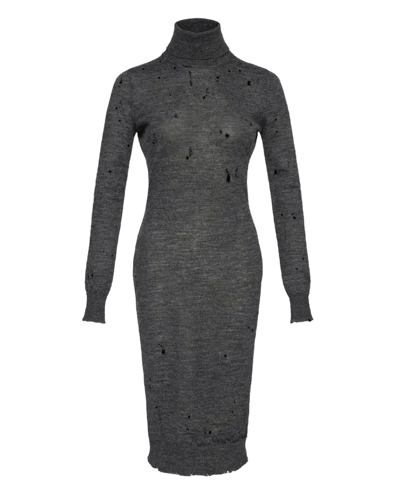 Maison Margiela Geripptes Kleid mit Rollkragen - Grau Grau