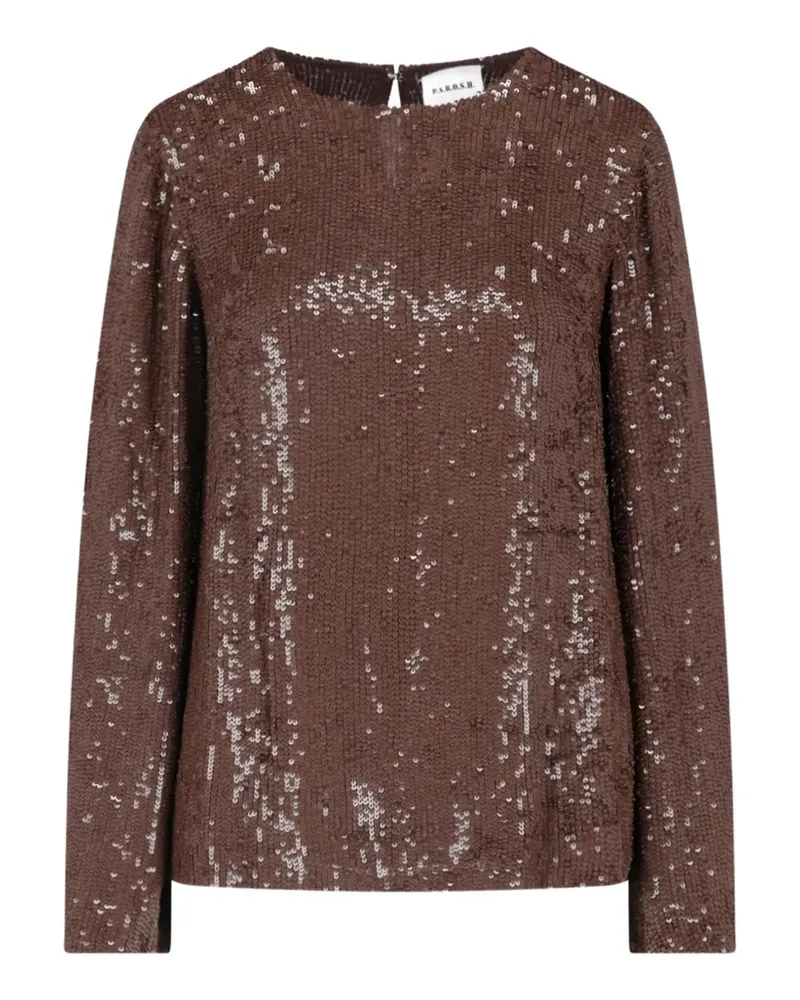 P.A.R.O.S.H. P.A.R.O H. Pullover mit Pailletten - Braun Braun