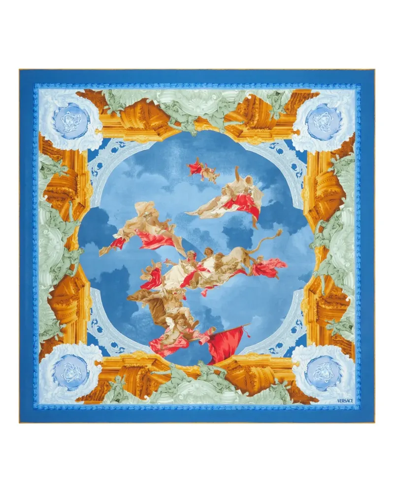 Versace Seidenschal mit Print - Blau Blau