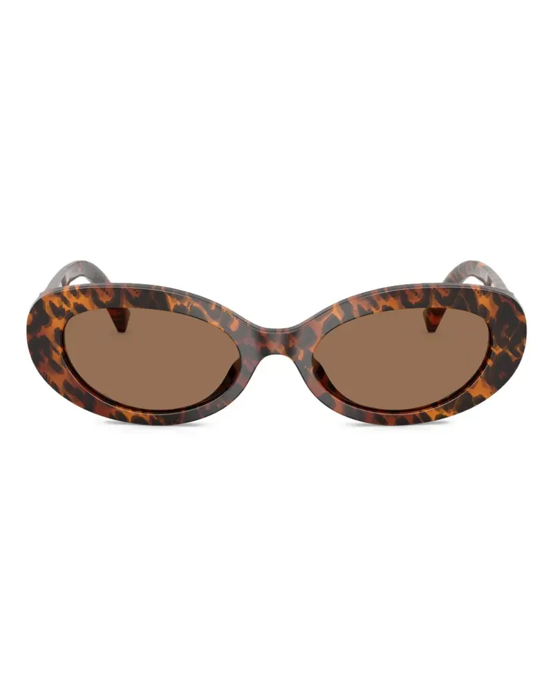 Dolce & Gabbana leopard-print oval-frame sunglasses - Braun Braun