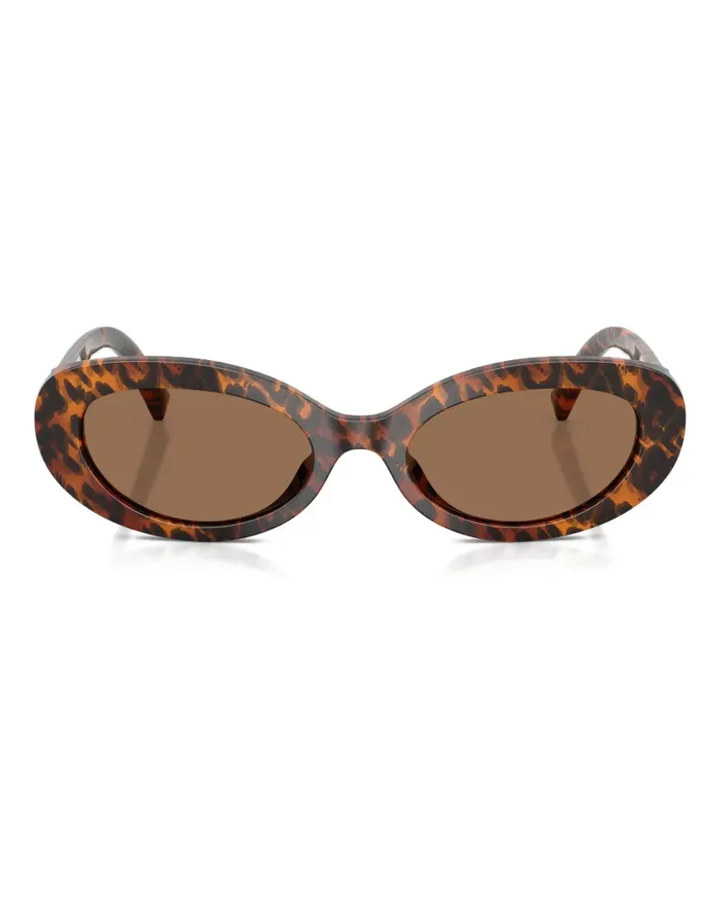 Dolce & Gabbana leopard-print oval-frame sunglasses - Braun Braun