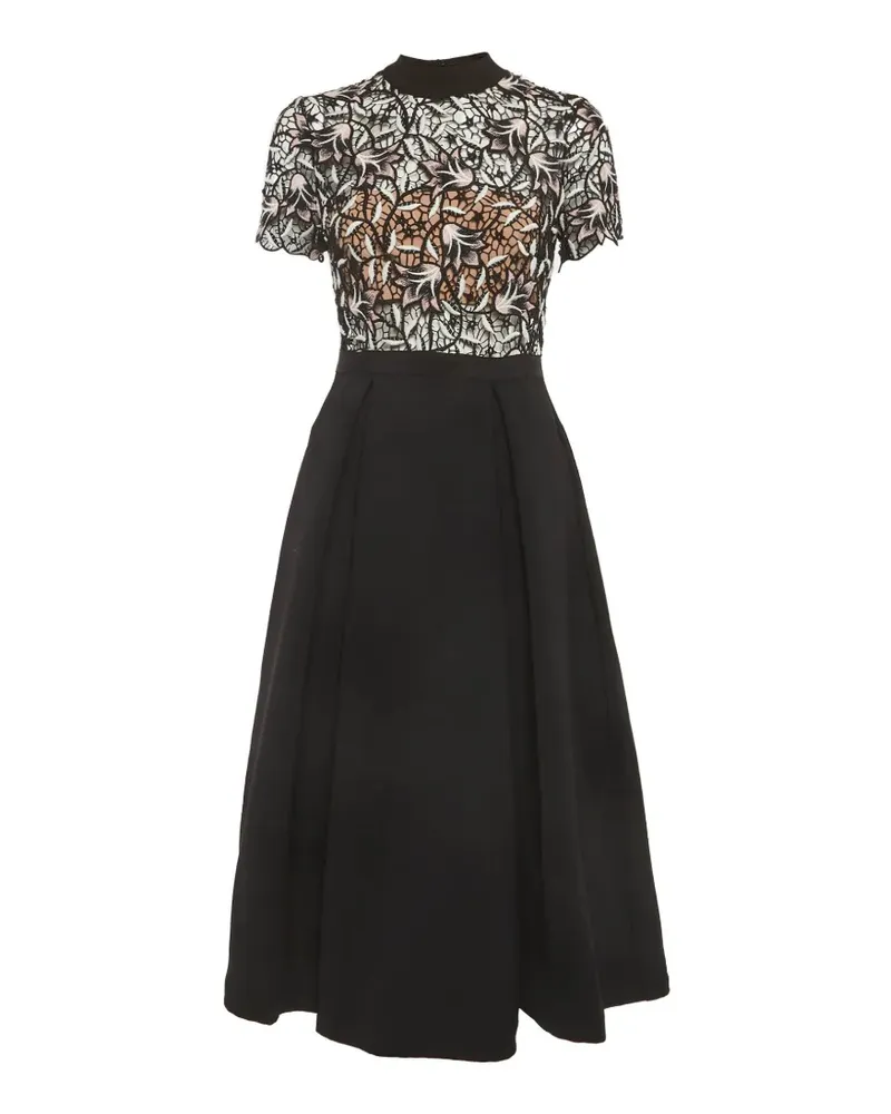Self-Portrait Nightshade lace-trim midi dress - Schwarz Schwarz