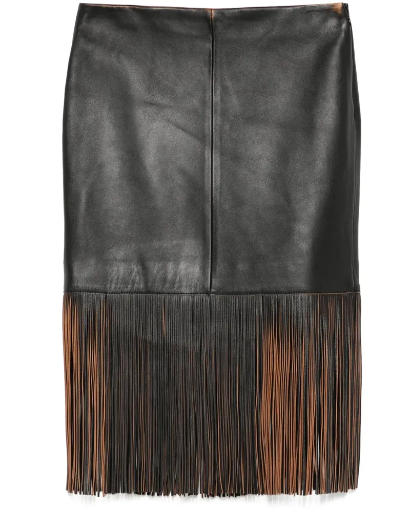 Blumarine Klassischer Lederrock - Schwarz Schwarz