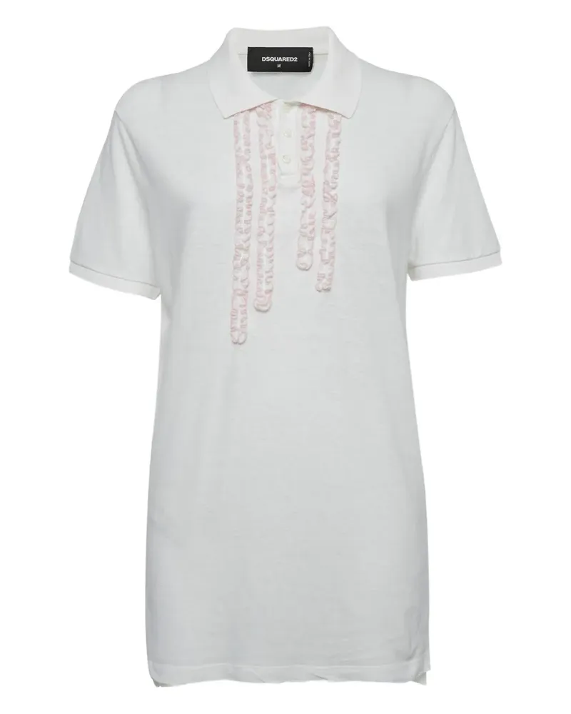 Dsquared2 Gerüschtes Poloshirt mit Kettendetail - Weiß Weiß