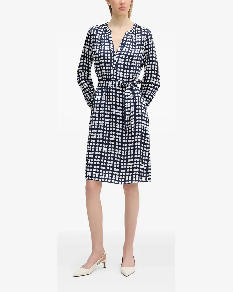 MARC AUREL geometric-print belted midi dress - Blau Blau