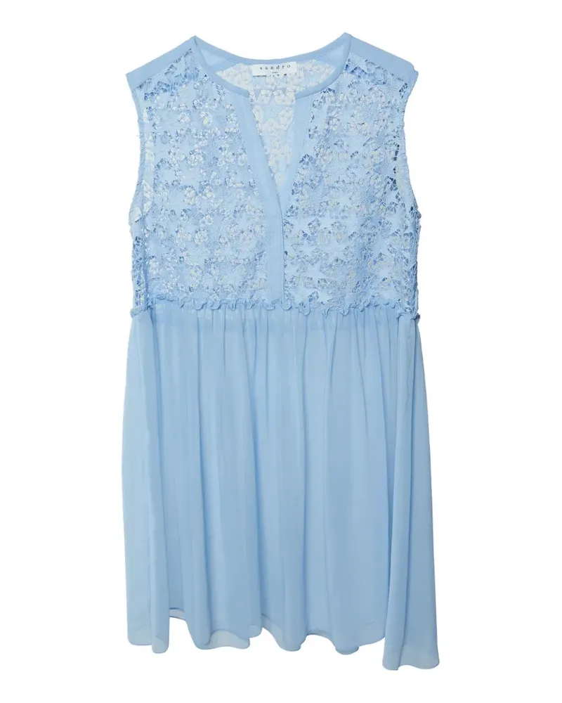 Sandro Star Minikleid mit Spitzeneinsatz - Blau Blau