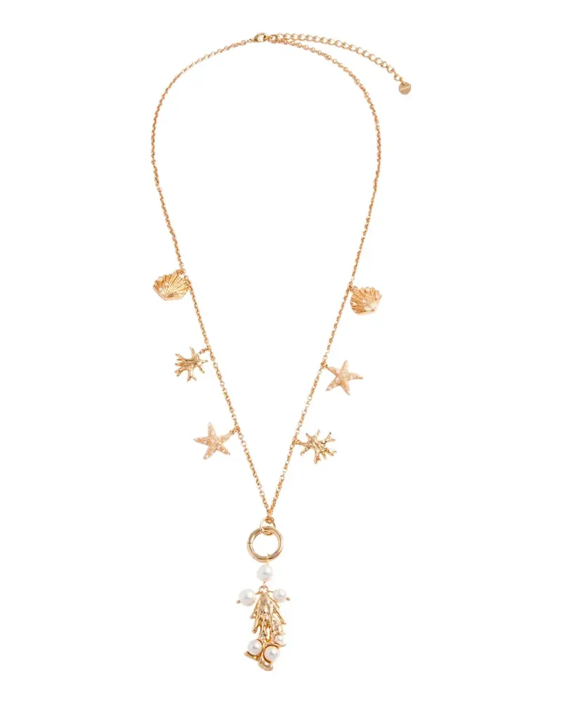 Self-Portrait seashell pearl necklace - Gold Gold