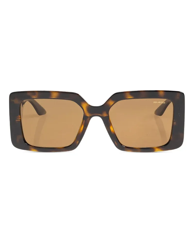 Versace Greca-detail rectangle-frame sunglasses - Braun Braun