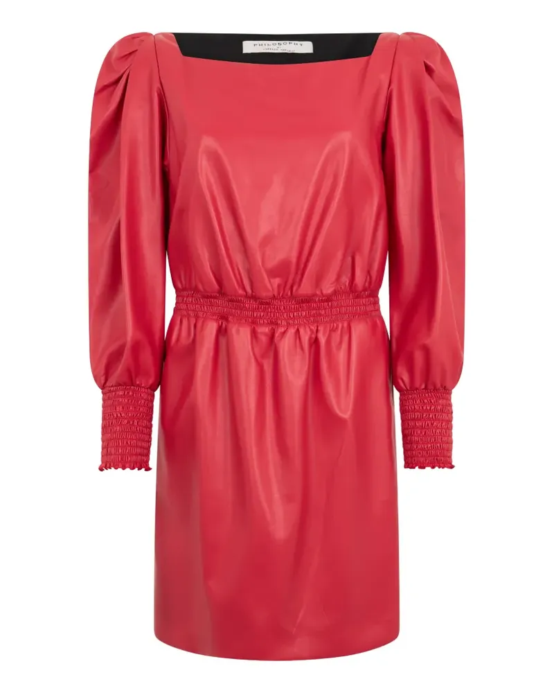 Philosophy Di Lorenzo Serafini puffed-sleeve shirred midi dress - Rot Rot