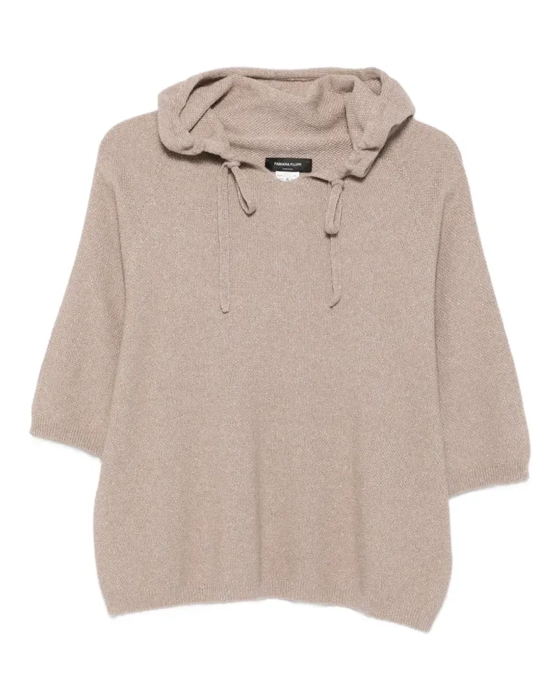 Fabiana Filippi drawstring knitted hoodie - Nude Nude