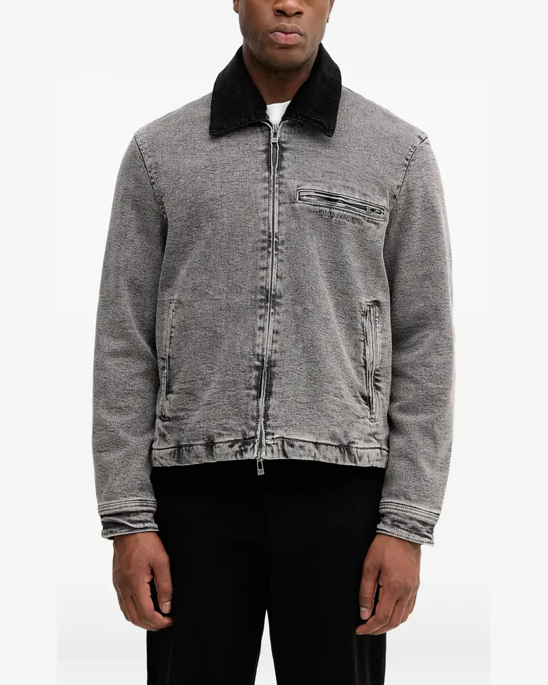 Armani Exchange zip-up corduroy-collar denim jacket - Grau Grau