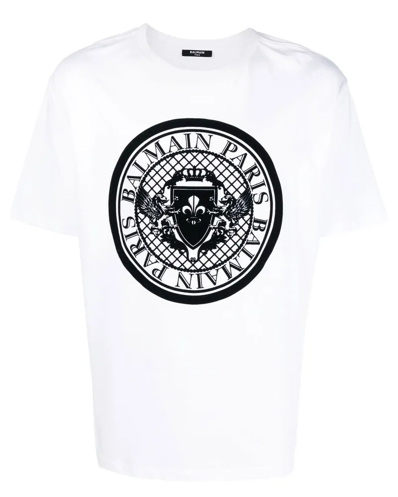 Balmain T-Shirt mit Logo-Print - Weiß Weiß