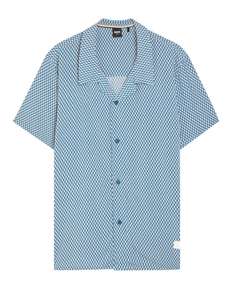 HUGO BOSS Reverskragen-Hemd mit grafischem Print - Blau Blau
