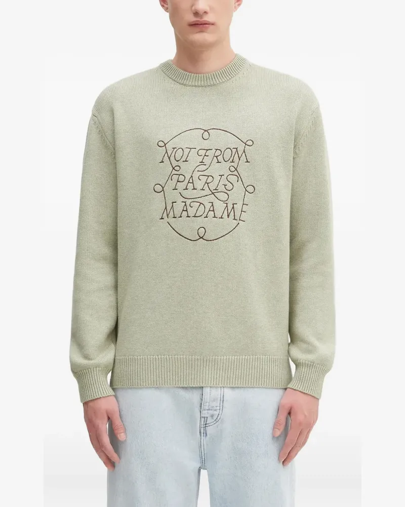 Drôle de Monsieur La Maille Slogan Tress Pullover mit Logo - Grün Grün
