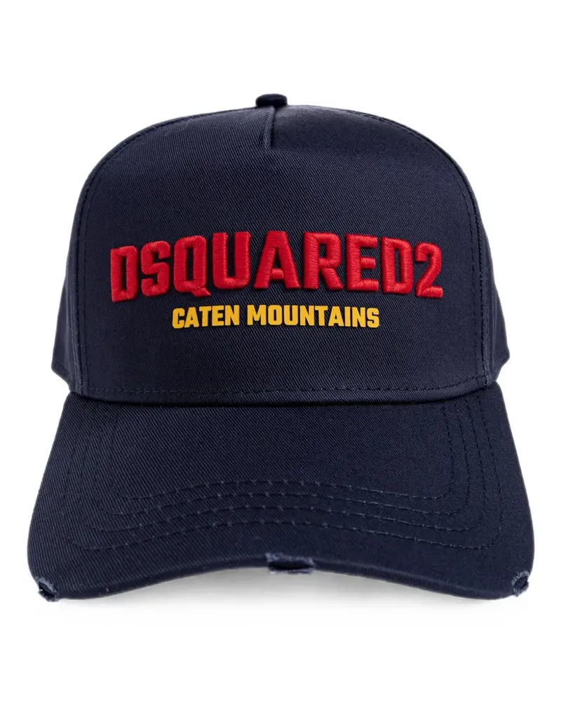 Dsquared2 logo-embroidered distressed baseball cap - Blau Blau
