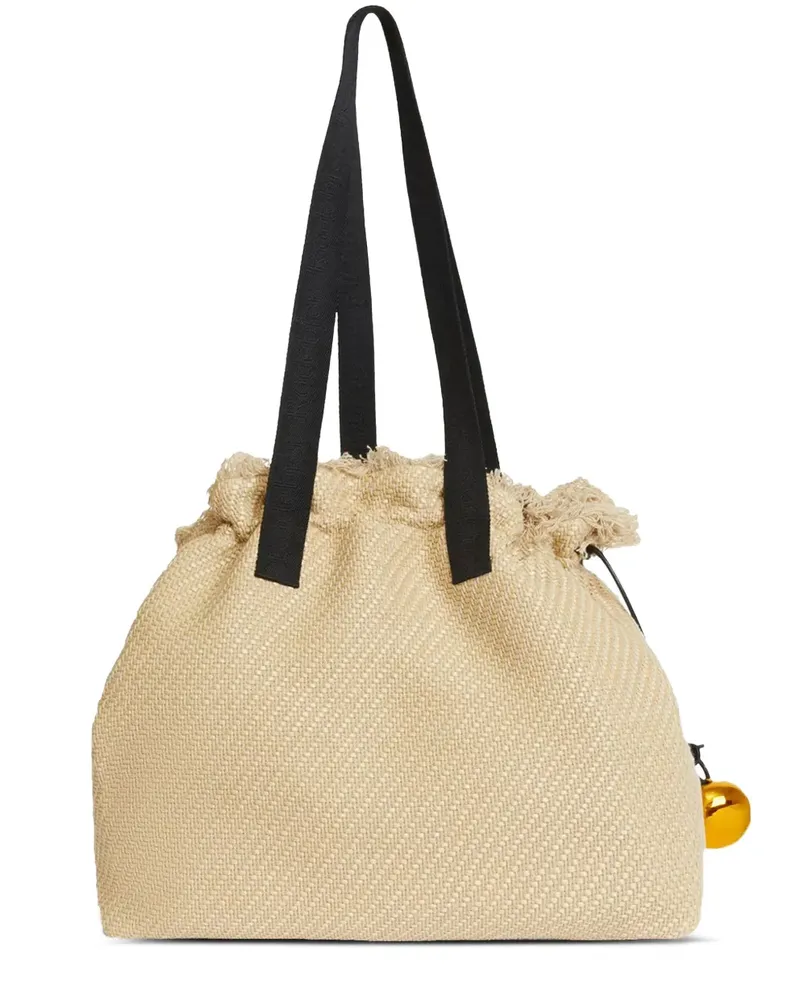 Rodebjer Quinn Tote Bag aus Stroh mit Fransen - Nude Nude