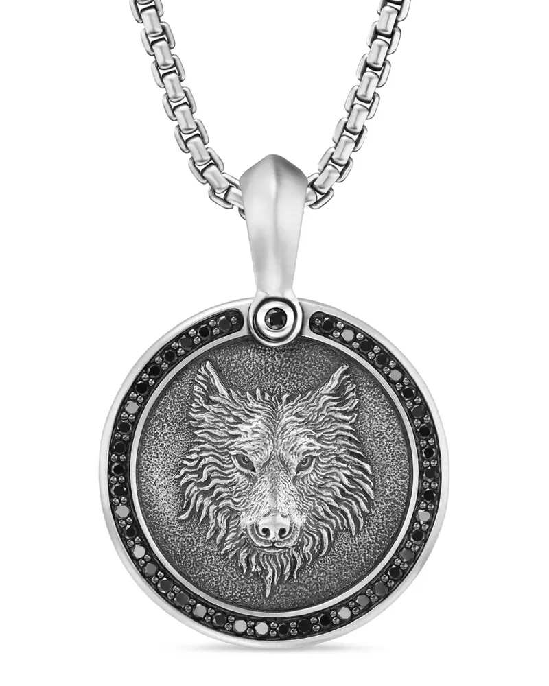 David Yurman Petrvs Wolf Sterlingsilber-Amulett mit Diamanten (30,3mm Silber