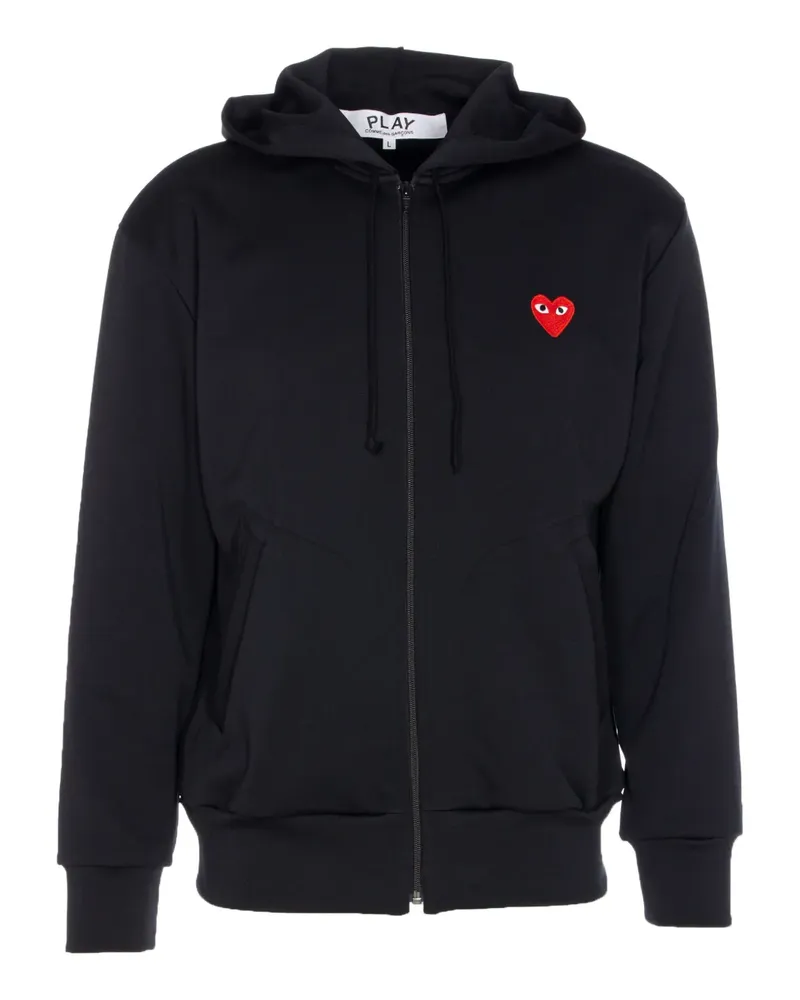 Comme des Garçons Hoodie mit aufgestickten Herzen - Schwarz Schwarz