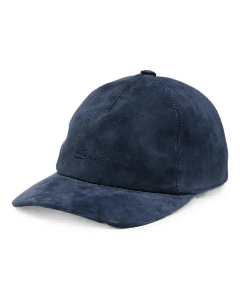 Santoni Baseballkappe aus Wildleder mit Stickerei - Blau Blau
