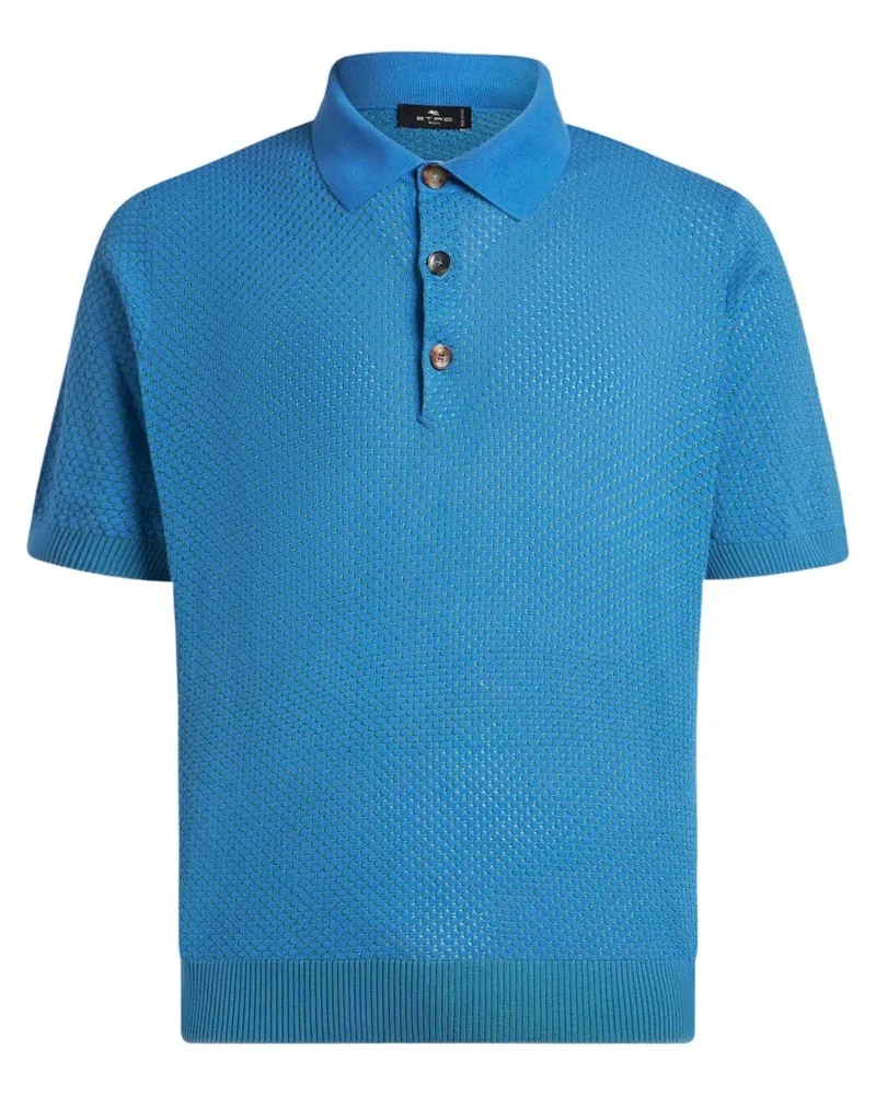 Etro Gestricktes Poloshirt im Mikro-Design - Blau Blau