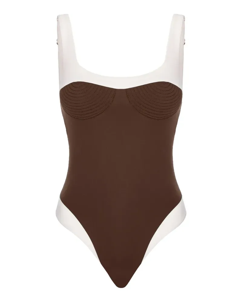 Noire Swimwear Adele square-neck swimsuit - Braun Braun