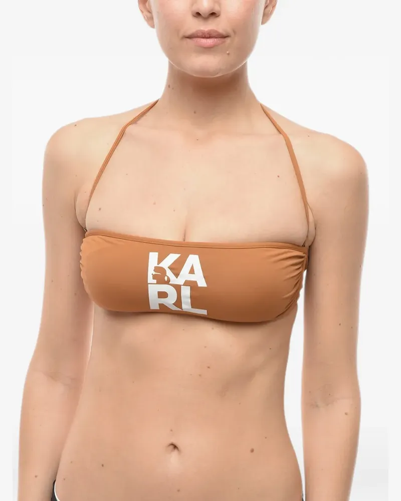 Karl Lagerfeld Bandeau-Bikinioberteil mit Logo - Braun Braun