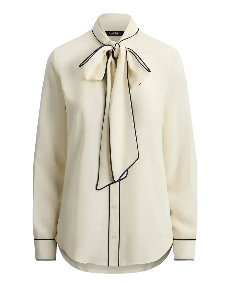 Ralph Lauren Bluse mit Kontrastpaspeln und Schleife - Nude Nude