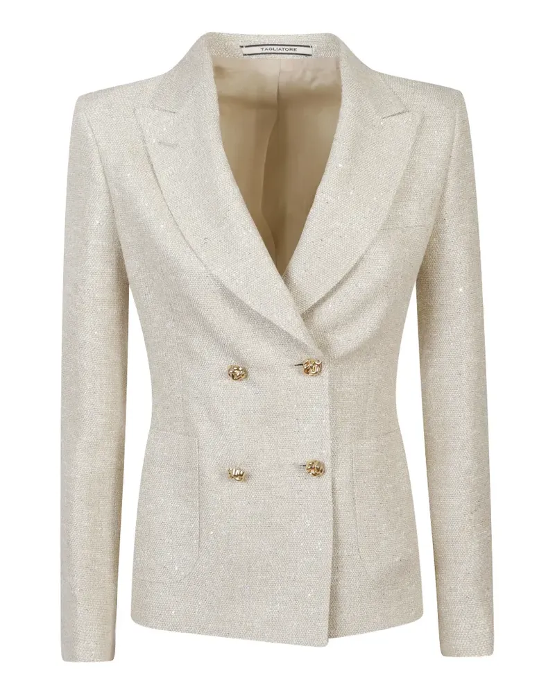 Tagliatore embellished double-breasted blazer - Nude Nude
