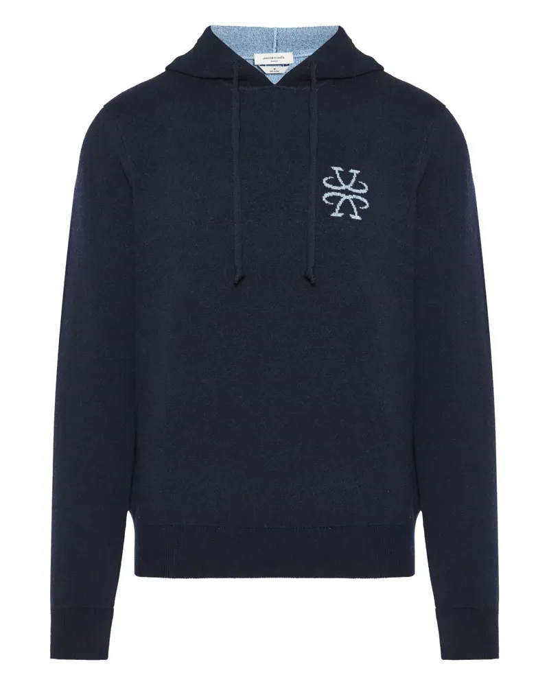 Jacob Cohën Gestrickter Hoodie mit Intarsien-Logo - Blau Blau