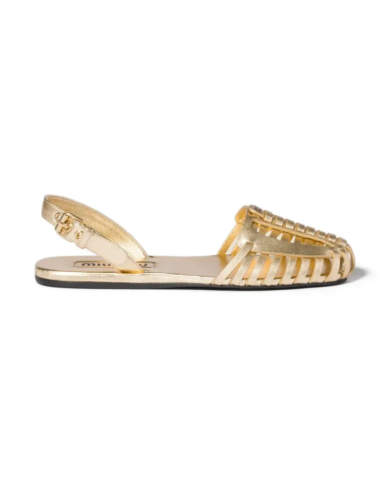 Miu Miu Laminierte Fisherman-Sandalen aus Nappaleder - Gold Gold