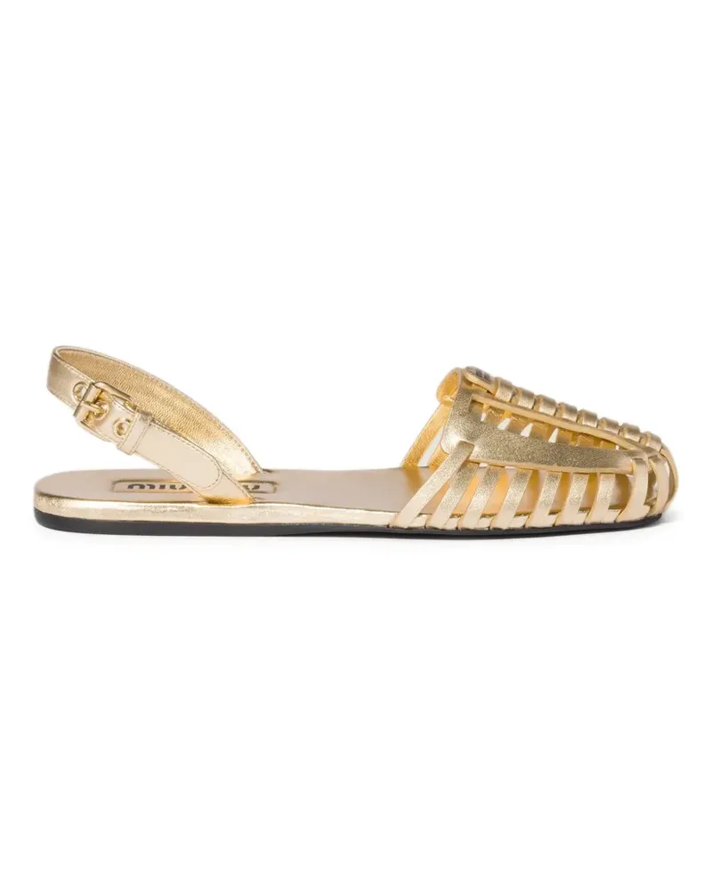 Miu Miu Gewebte Slingback-Sandalen - Gold Gold